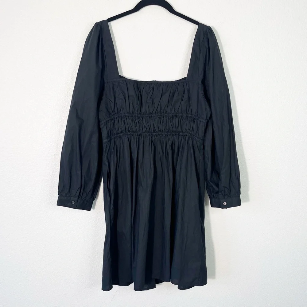 J. Crew Cinched-Waist Cotton Poplin Dress Whimsigoth Black Size 10